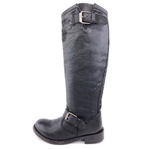 ASH Shot Bis Black Leather Pull on Tall Riding Boots EUR 36